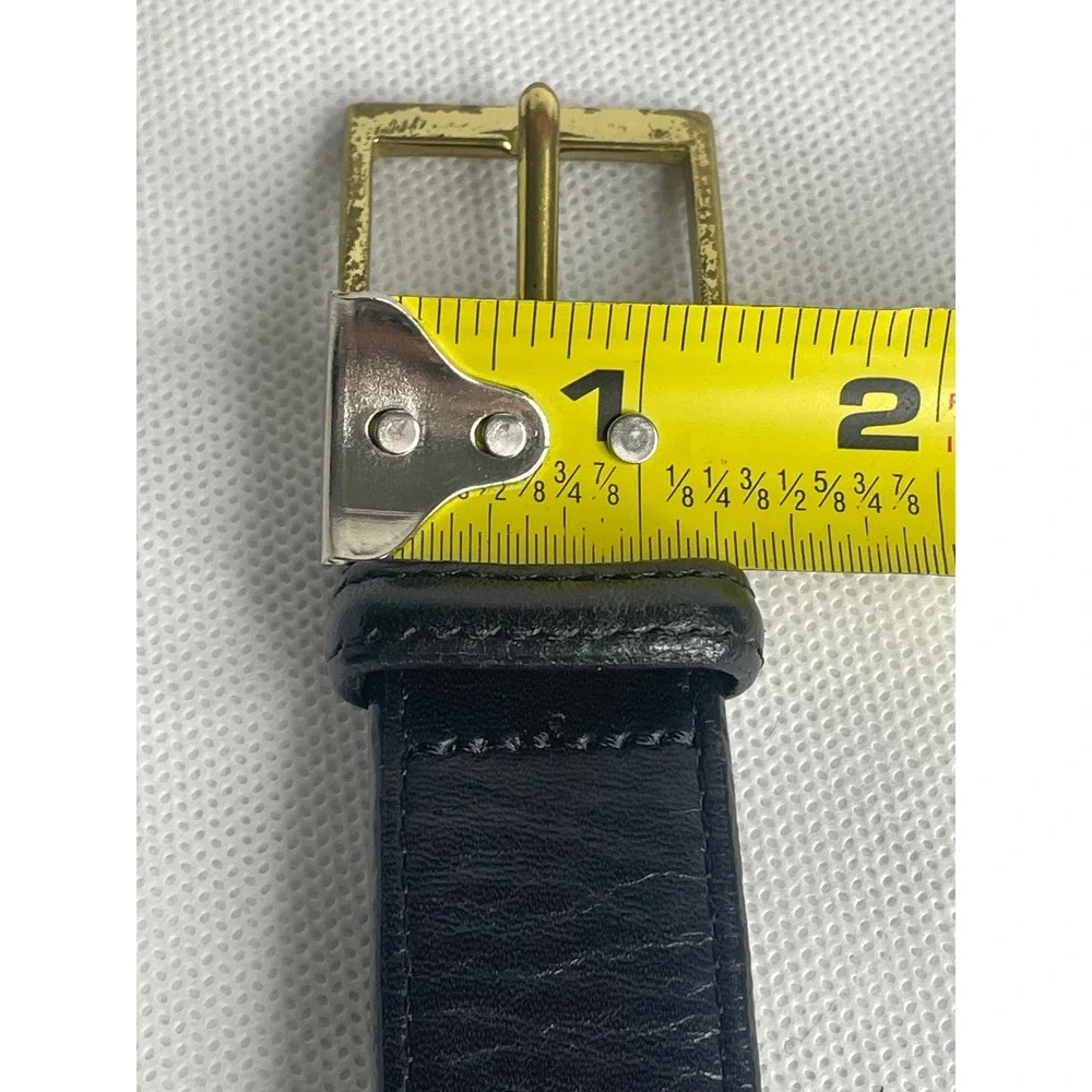 Vintage Brighton Aniline Glazed Leather Belt Size 42 Western Black Brass Buckle